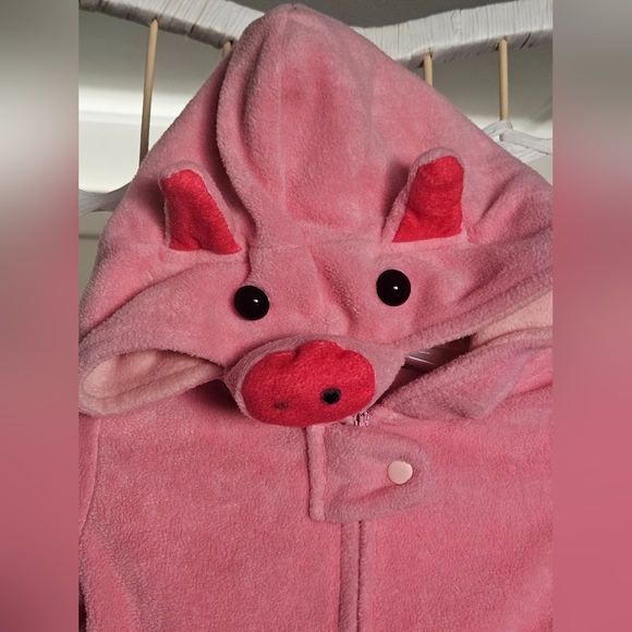 Tipsy Elves Pink 🐖 Piglet Toddler One Piece Pajamas Cosume w/Hood- 12 mos - Picture 5 of 6